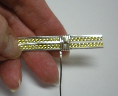 Judy Larson's Two-tone Beaded Bangle - , Classic Wire Jewelry, Wire Wrapping, Wrapping, Wire Wrapping Jewelry, make two more full wraps